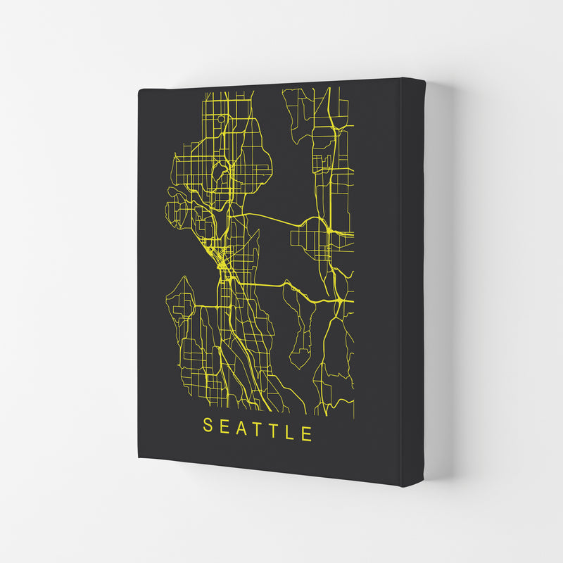 Seattle Map Neon Art Print by Pixy Paper Canvas