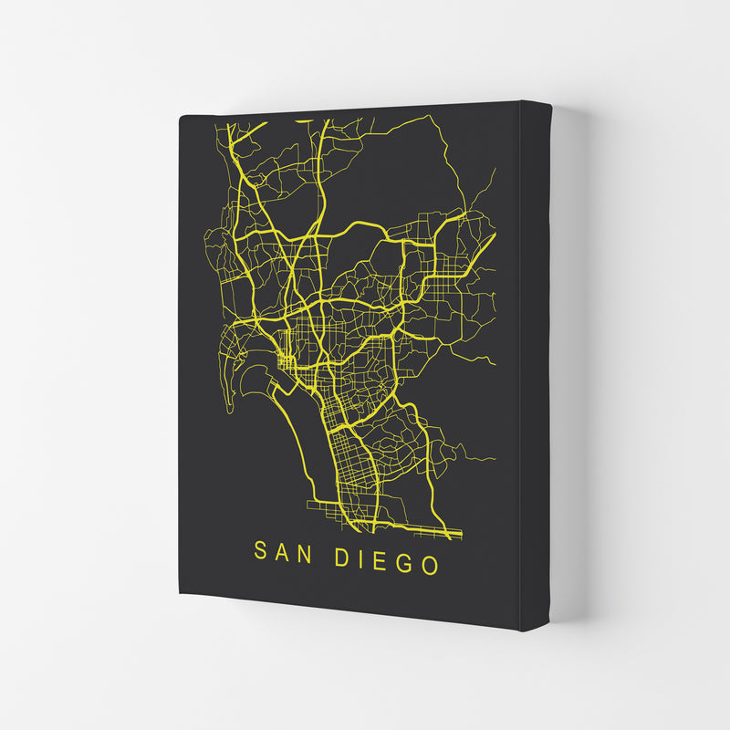 San Diego Map Neon Art Print by Pixy Paper Canvas