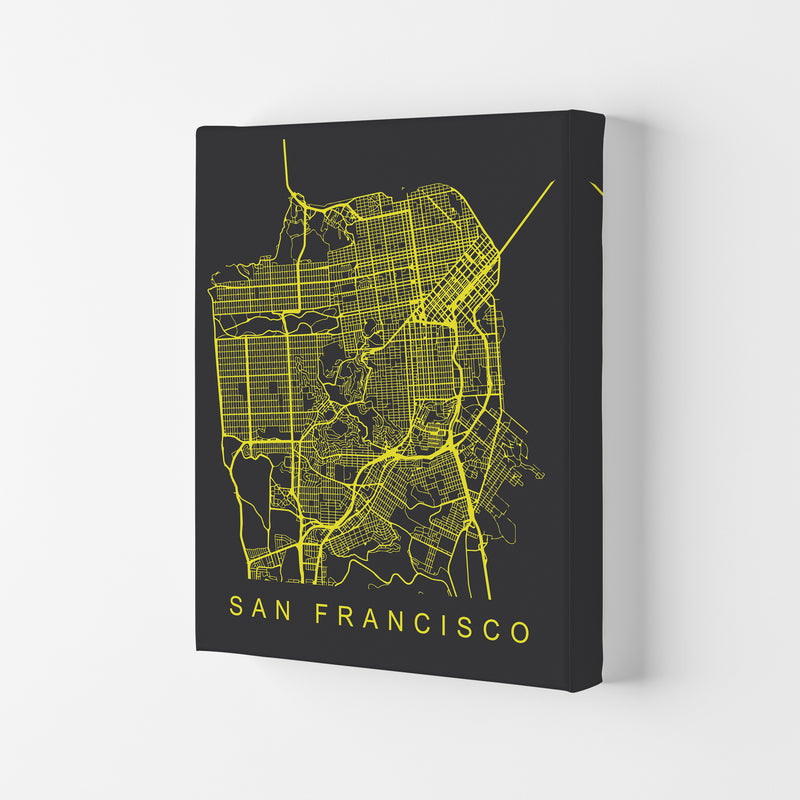 San Francisco Map Neon Art Print by Pixy Paper Canvas