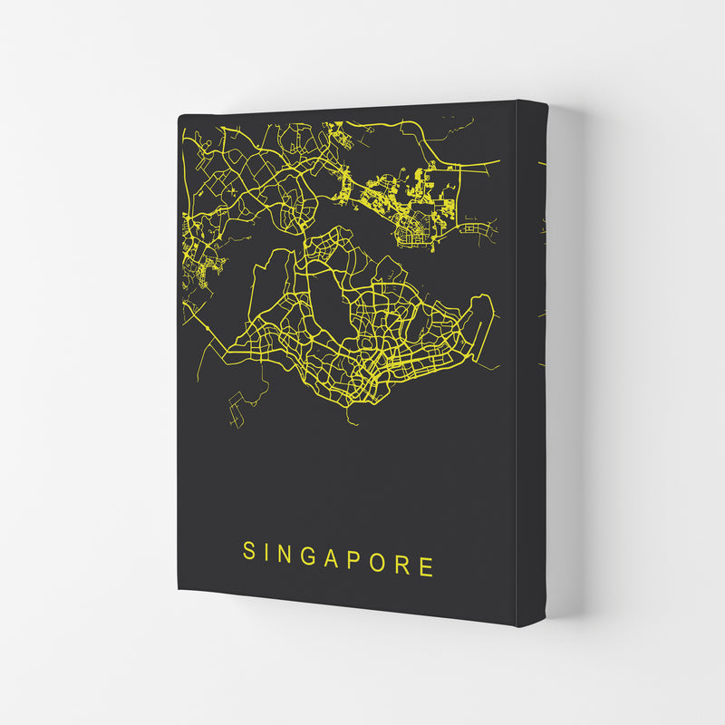 Singapore Map Neon Art Print by Pixy Paper Canvas