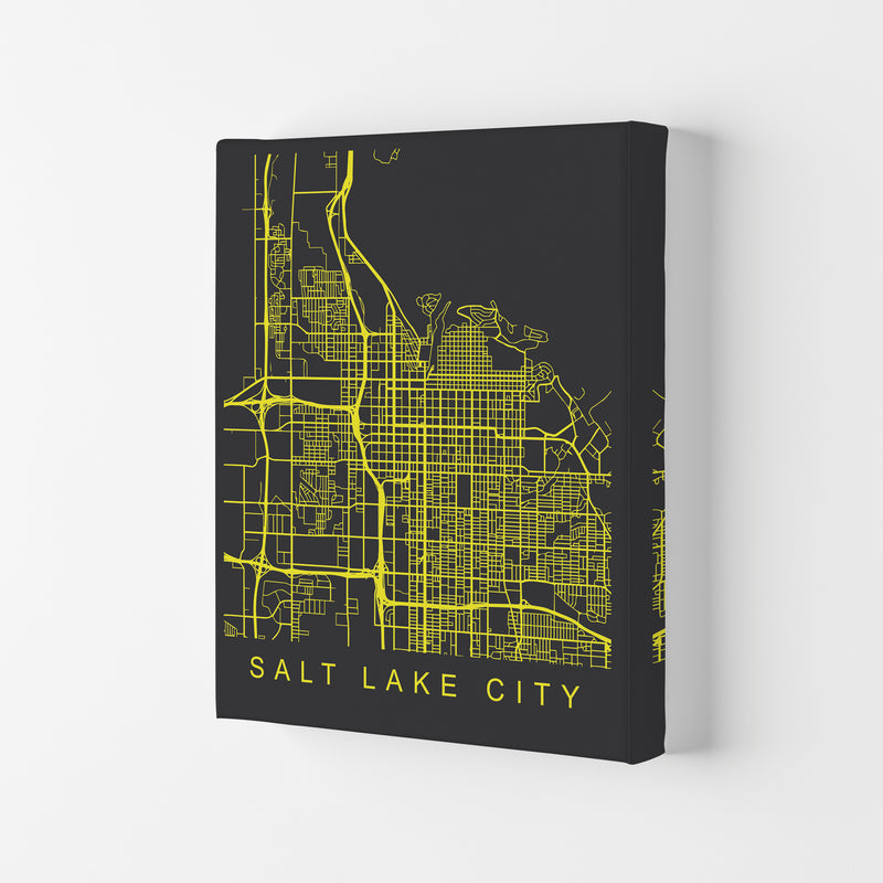 Salt Lake City Map Neon Art Print by Pixy Paper Canvas