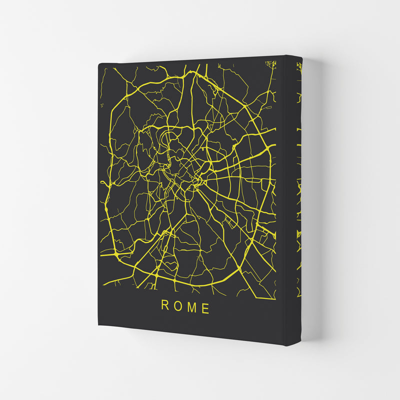 Rome Map Neon Art Print by Pixy Paper Canvas