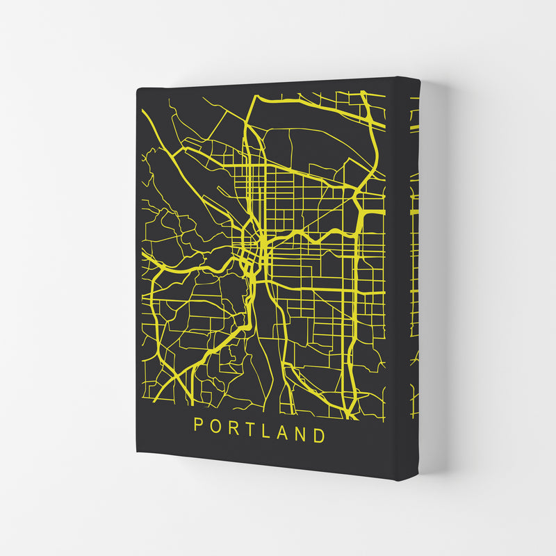 Portland Map Neon Art Print by Pixy Paper Canvas