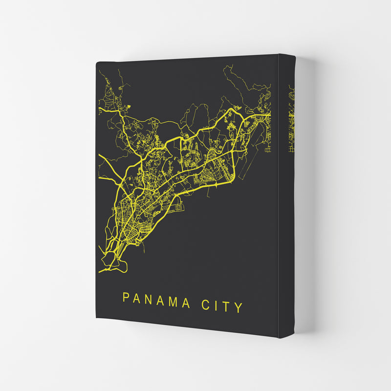 Panama City Map Neon Art Print by Pixy Paper Canvas