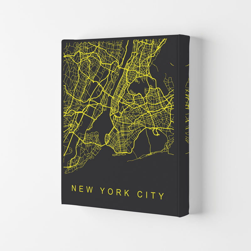 New York City Map Neon Art Print by Pixy Paper Canvas