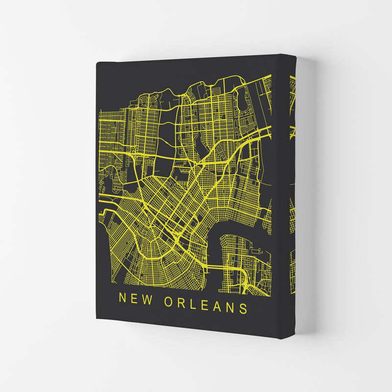 New Orleans Map Neon Art Print by Pixy Paper Canvas