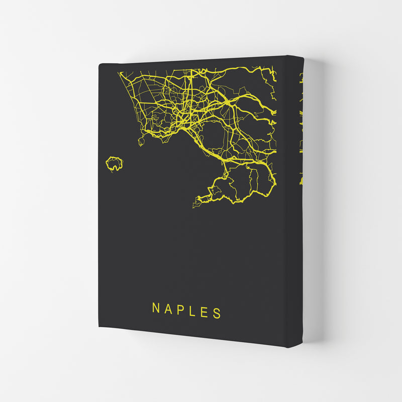 Naples Map Neon Art Print by Pixy Paper Canvas