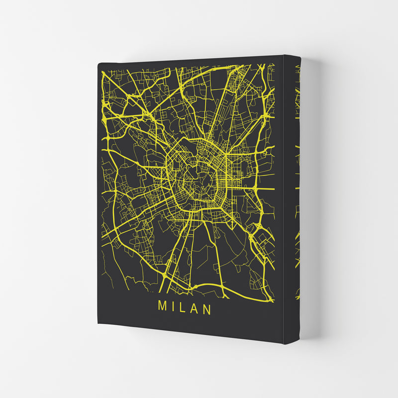 Milan Map Neon Art Print by Pixy Paper Canvas