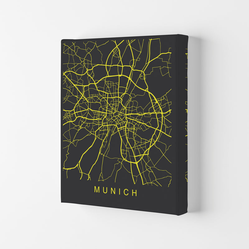 Munich Map Neon Art Print by Pixy Paper Canvas