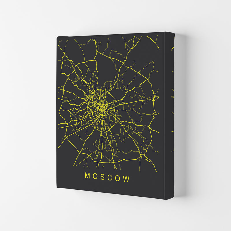 Moscow Map Neon Art Print by Pixy Paper Canvas