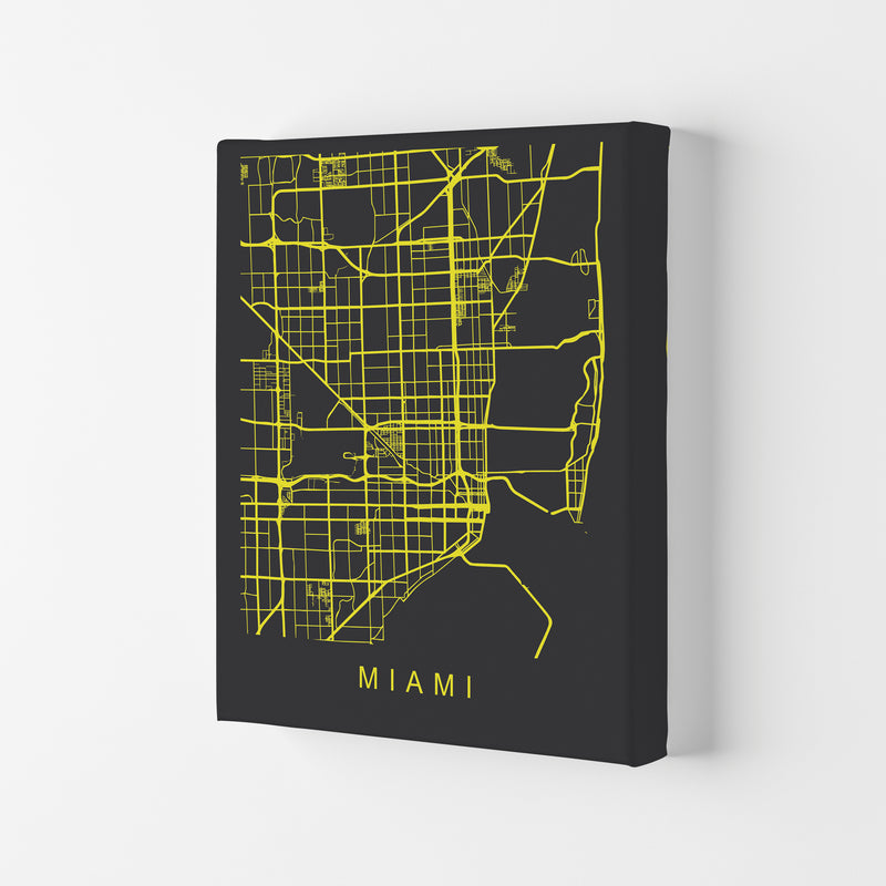 Miami Map Neon Art Print by Pixy Paper Canvas