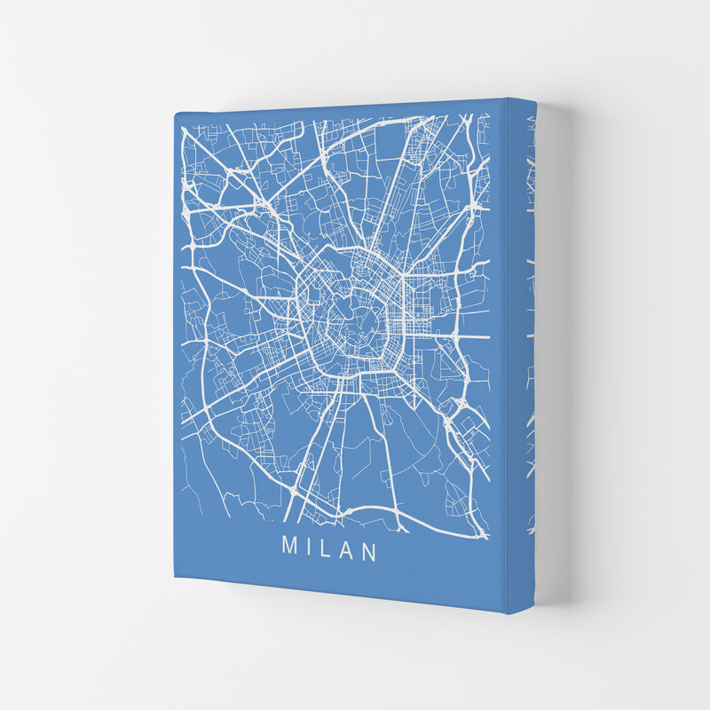 Milan Map Blueprint Art Print by Pixy Paper Canvas