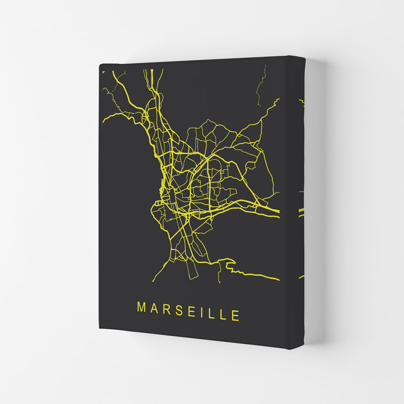 Marseille Map Neon Art Print by Pixy Paper Canvas