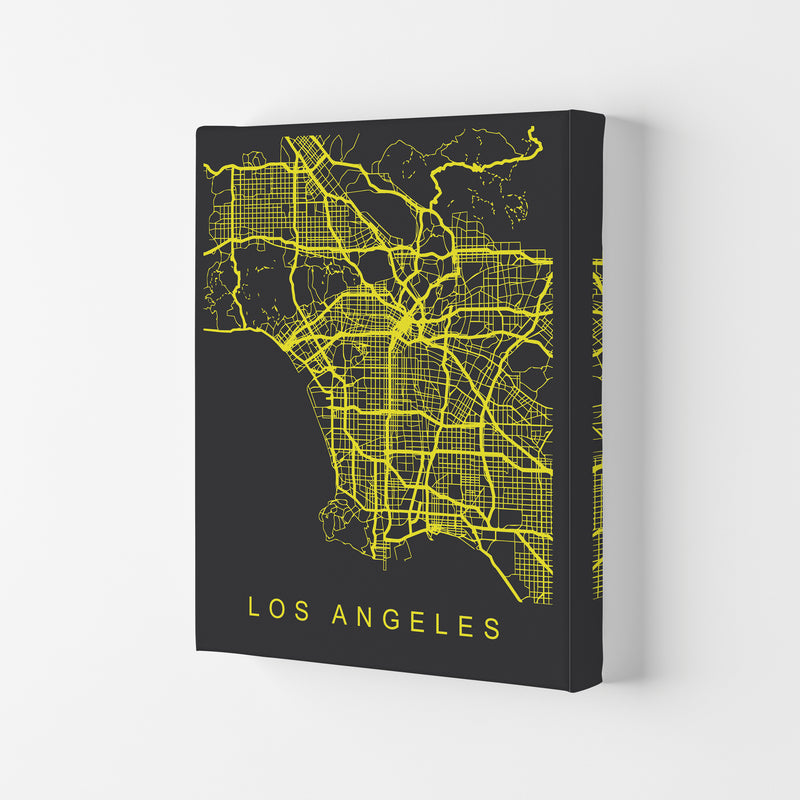 Los Angeles Map Neon Art Print by Pixy Paper Canvas