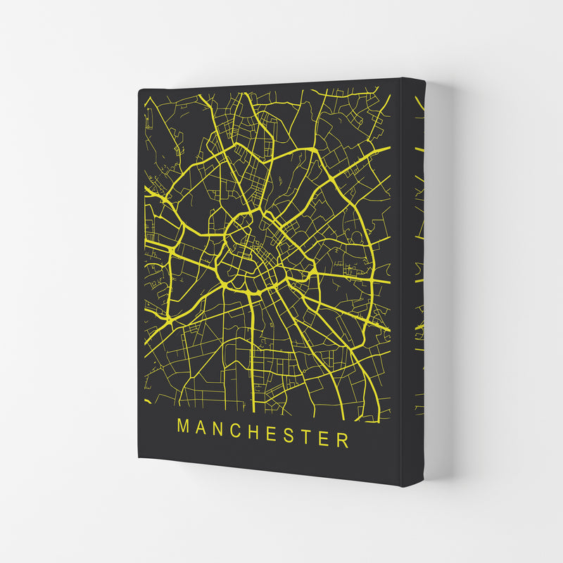 Manchester Map Neon Art Print by Pixy Paper Canvas