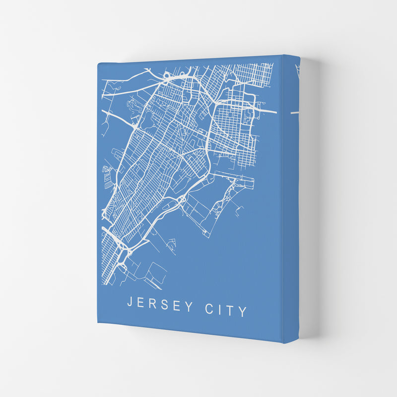 Jersey City Map Blueprint Art Print by Pixy Paper Canvas