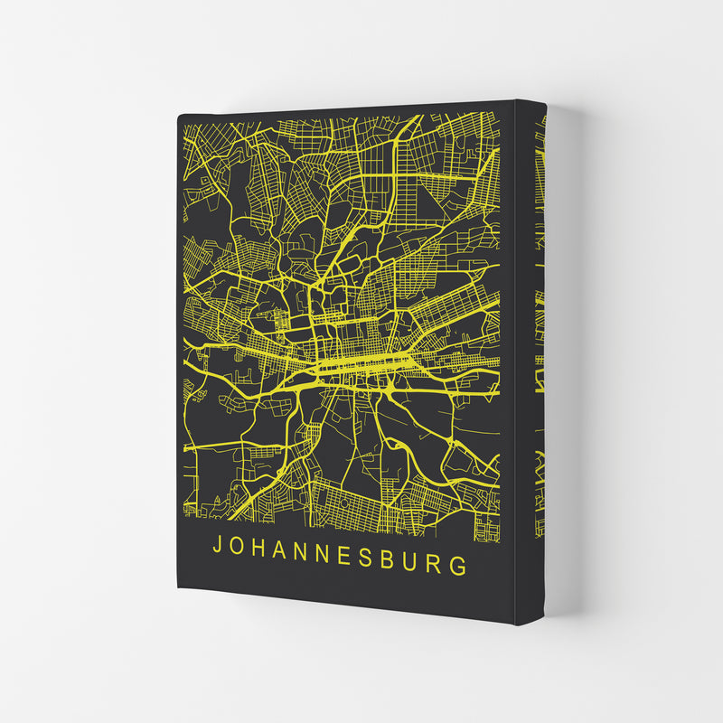 Johannesburg Map Neon Art Print by Pixy Paper Canvas