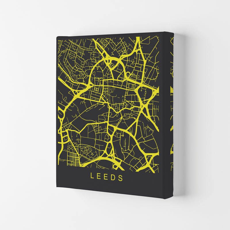 Leeds Map Neon Art Print by Pixy Paper Canvas