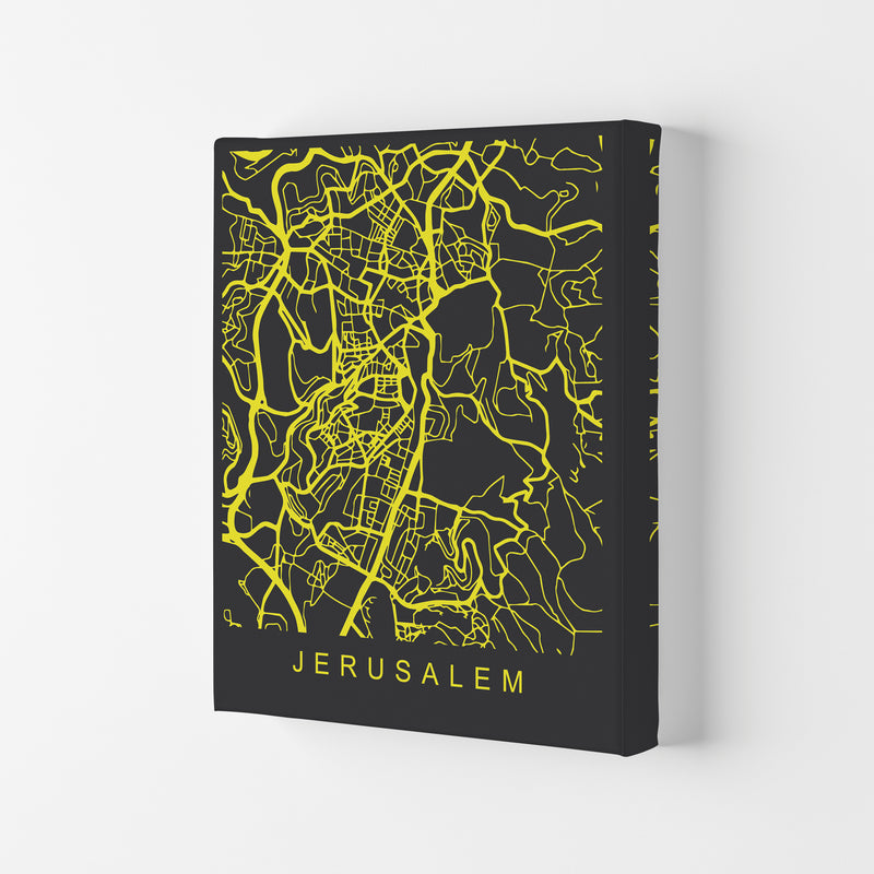 Jerusalem Map Neon Art Print by Pixy Paper Canvas