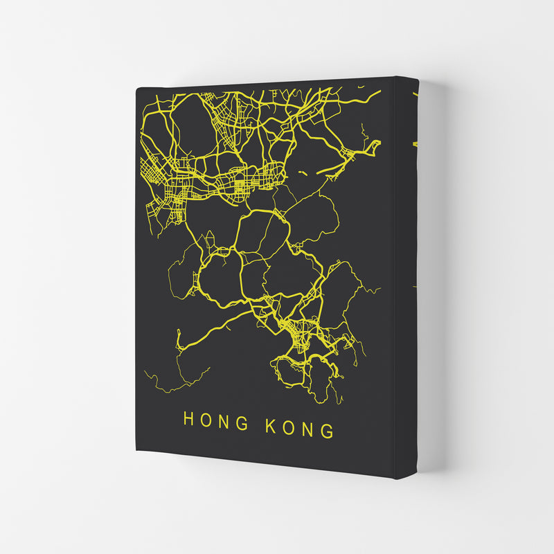 Hong Kong Map Neon Art Print by Pixy Paper Canvas