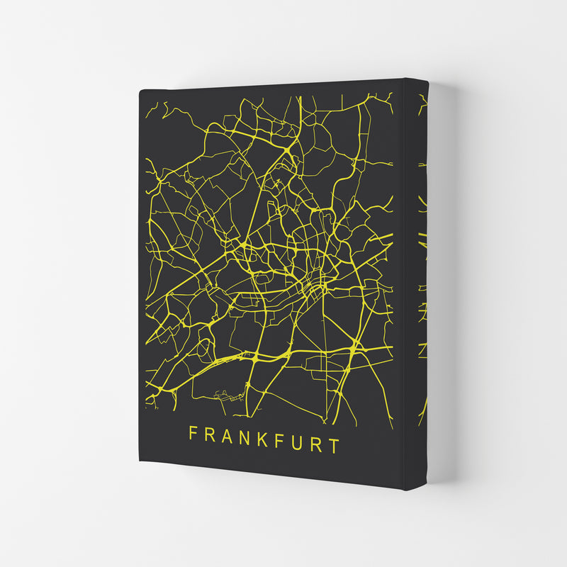 Frankfurt Map Neon Art Print by Pixy Paper Canvas