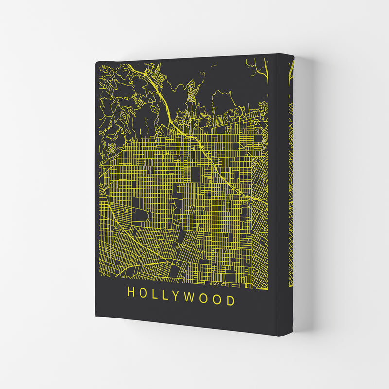 Hollywood Map Neon Art Print by Pixy Paper Canvas