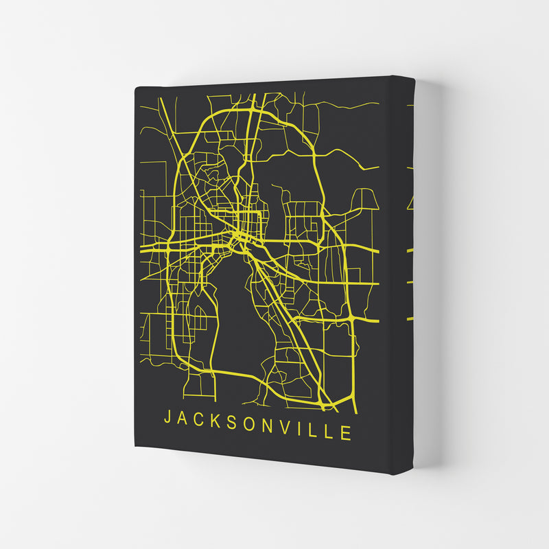Jacksonville Map Neon Art Print by Pixy Paper Canvas