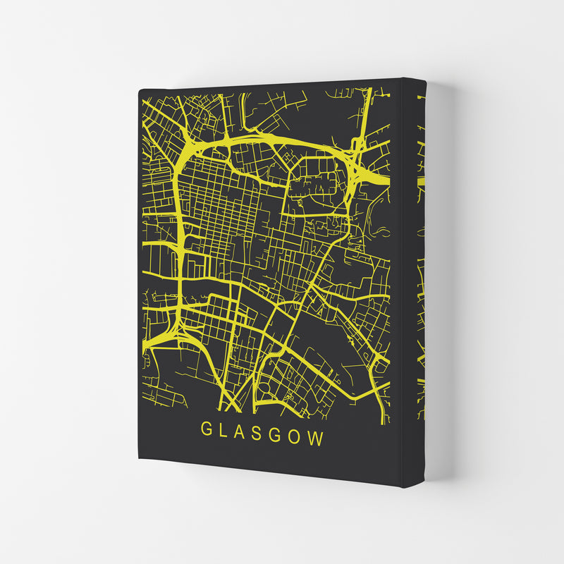 Glasgow Map Neon Art Print by Pixy Paper Canvas