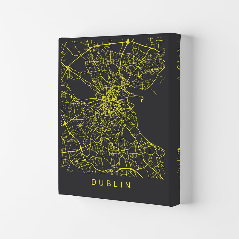 Dublin Map Neon Art Print by Pixy Paper Canvas