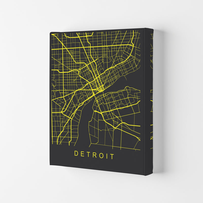 Detroit Map Neon Art Print by Pixy Paper Canvas