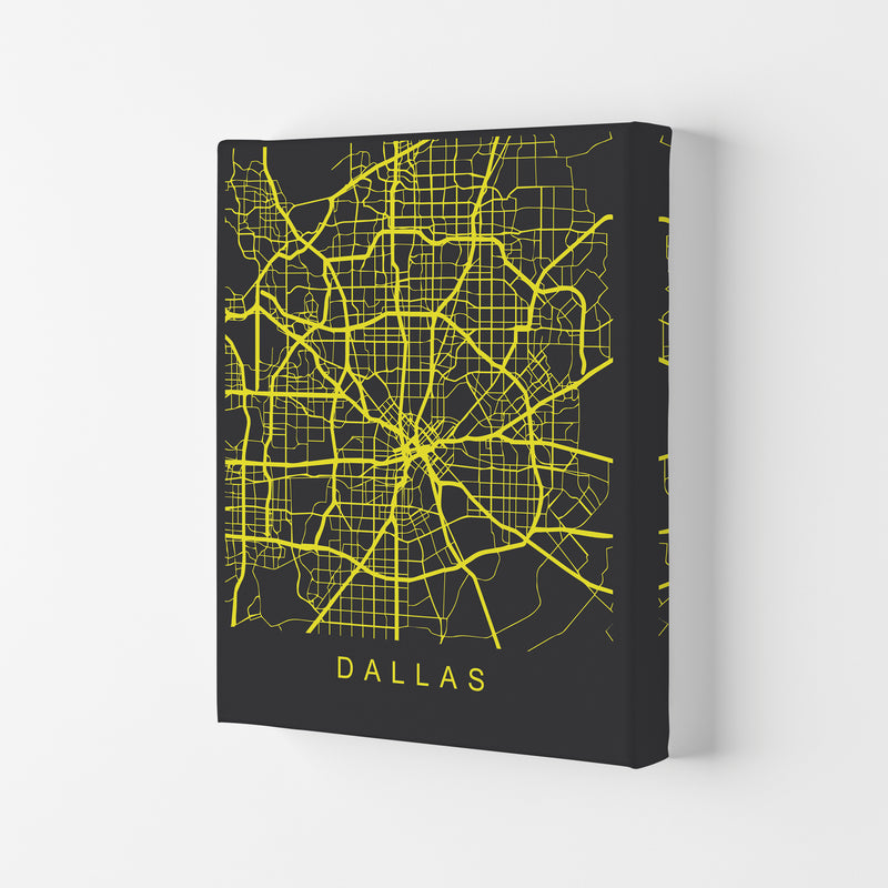 Dallas Map Neon Art Print by Pixy Paper Canvas