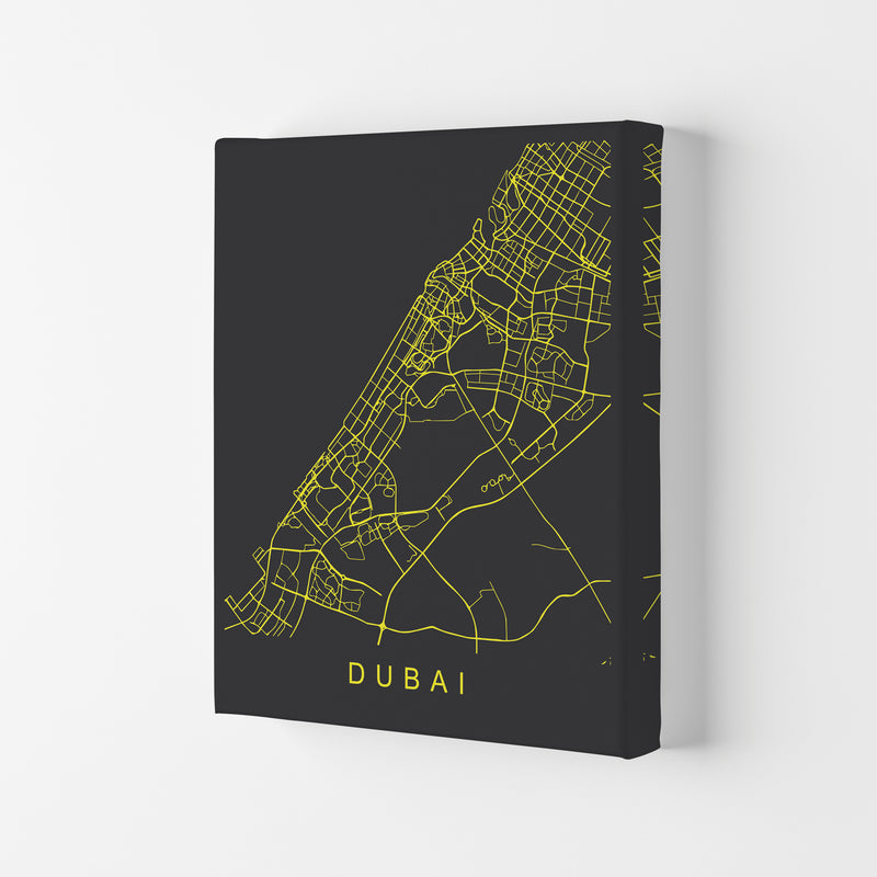 Dubai Map Neon Art Print by Pixy Paper Canvas