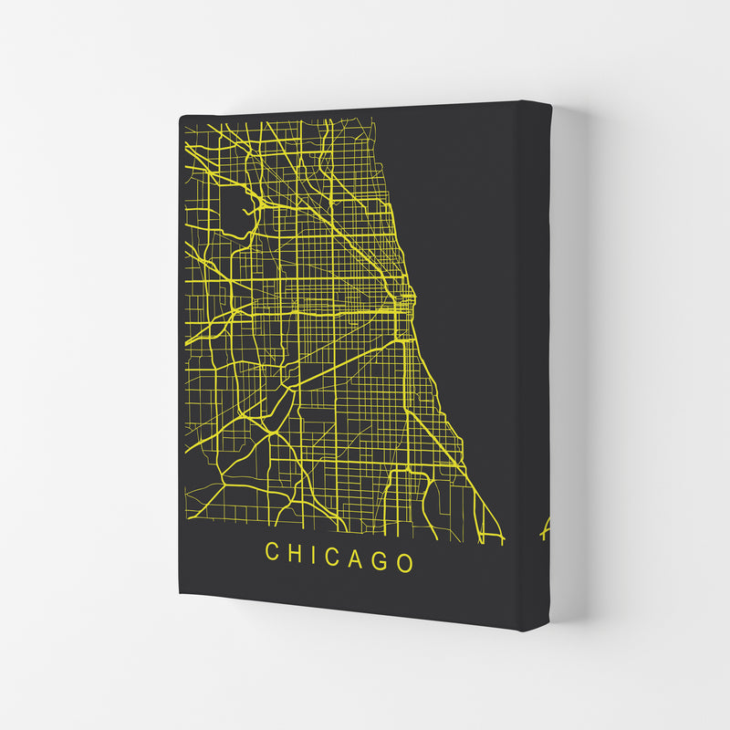 Chicago Map Neon Art Print by Pixy Paper Canvas