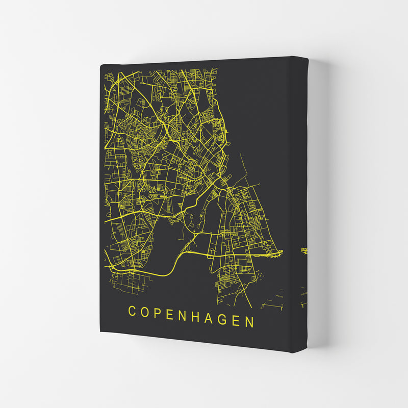 Copenhagen Map Neon Art Print by Pixy Paper Canvas