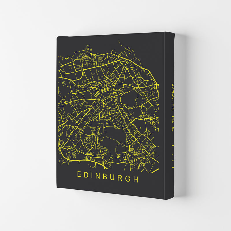 Edinburgh Map Neon Art Print by Pixy Paper Canvas
