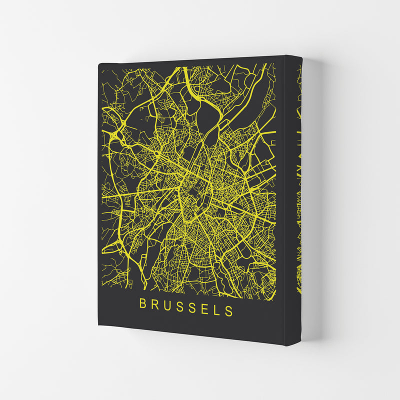 Brussels Map Neon Art Print by Pixy Paper Canvas