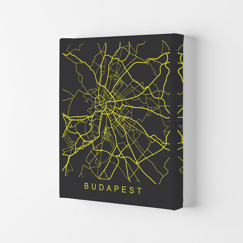 Budapest Map Neon Art Print by Pixy Paper Canvas