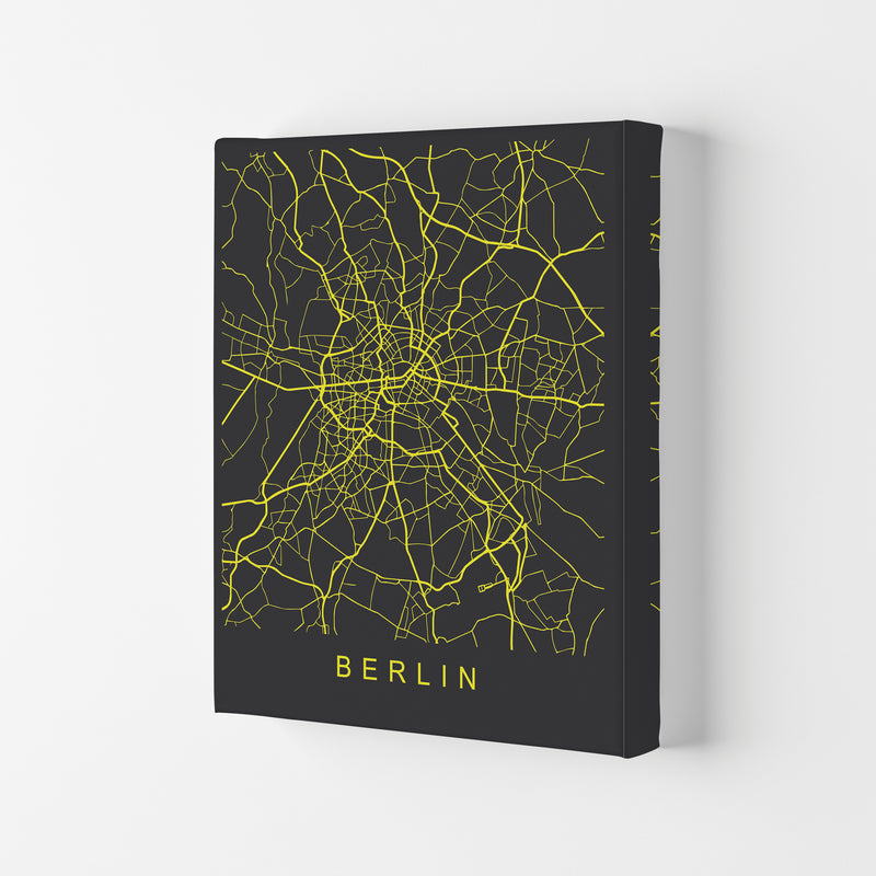 Berlin Map Neon Art Print by Pixy Paper Canvas