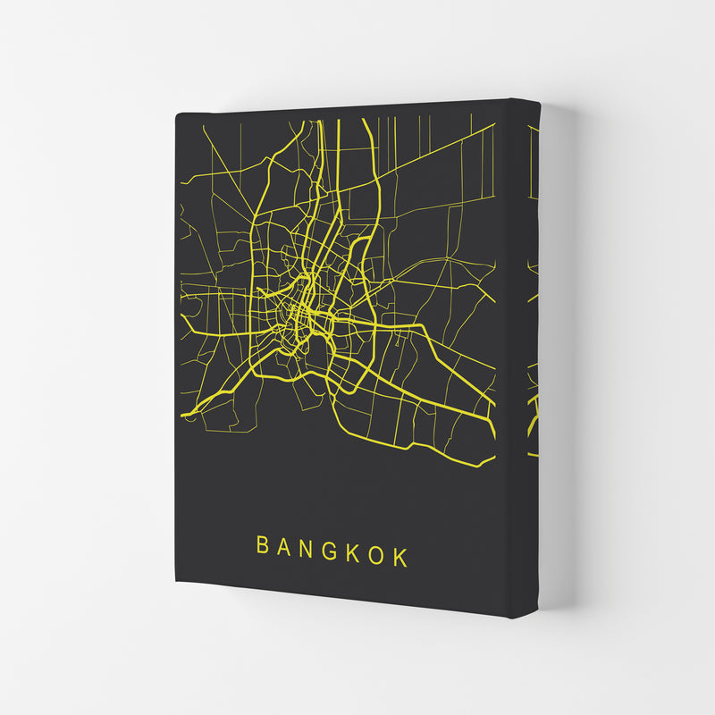 Bangkok Map Neon Art Print by Pixy Paper Canvas