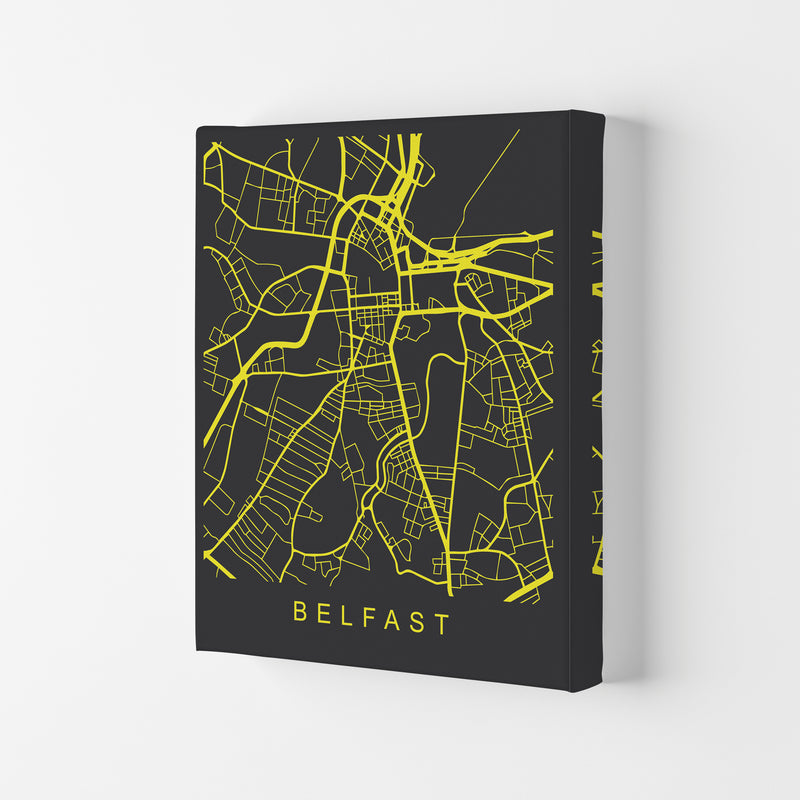 Belfast Map Neon Art Print by Pixy Paper Canvas