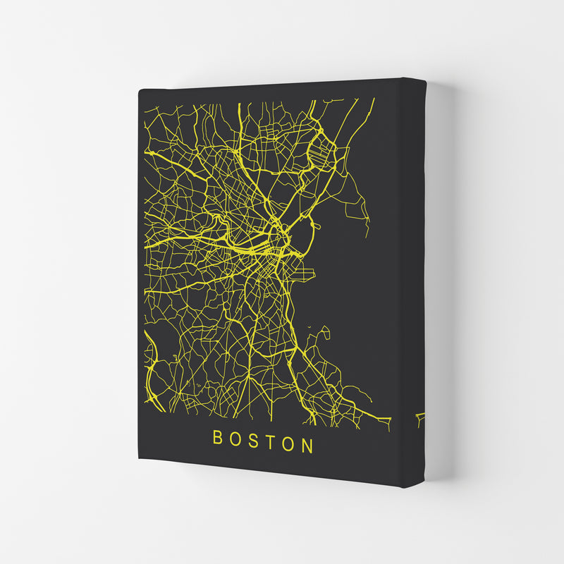 Boston Map Neon Art Print by Pixy Paper Canvas