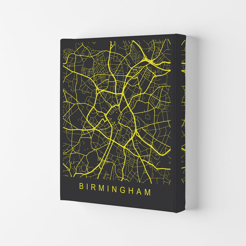 Birmingham Map Neon Art Print by Pixy Paper Canvas