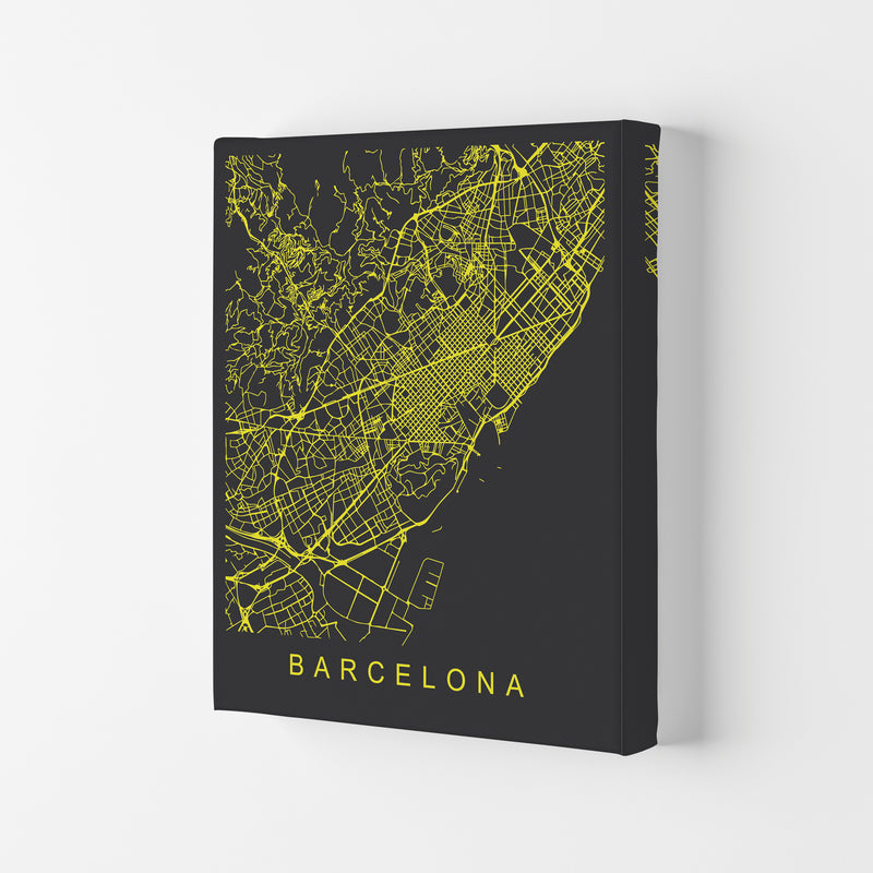 Barcelona Map Neon Art Print by Pixy Paper Canvas
