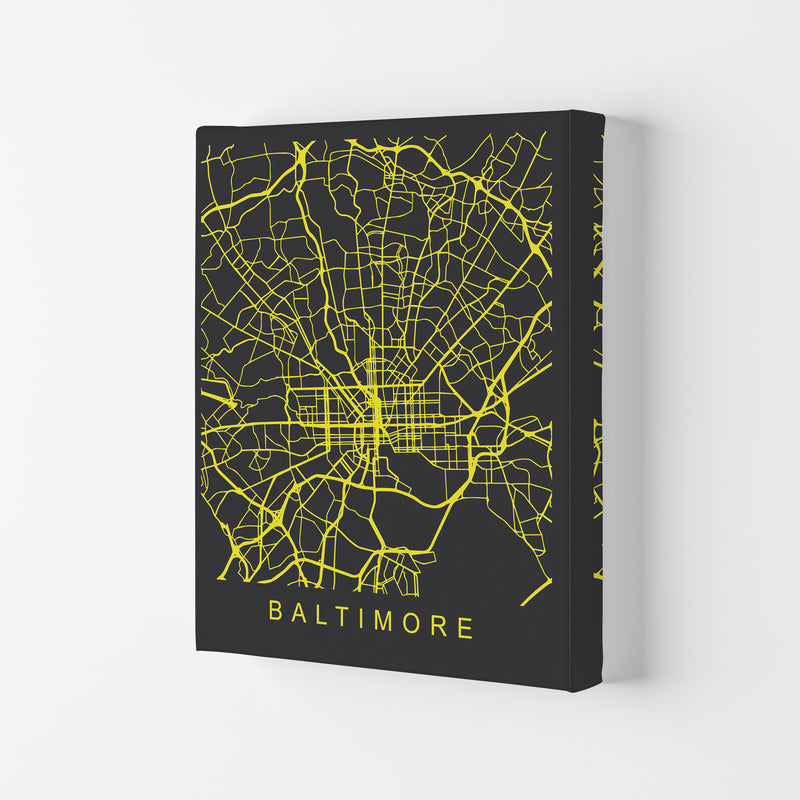 Baltimore Map Neon Art Print by Pixy Paper Canvas