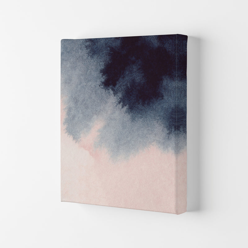 Sand Pink and Navy Watercolour 01 Art Print by Pixy Paper Canvas
