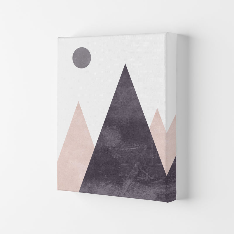 Mountains and moon pink cotton Art Print by Pixy Paper Canvas