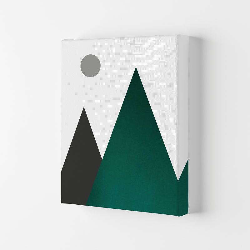Mountains and moon emerald Art Print by Pixy Paper Canvas