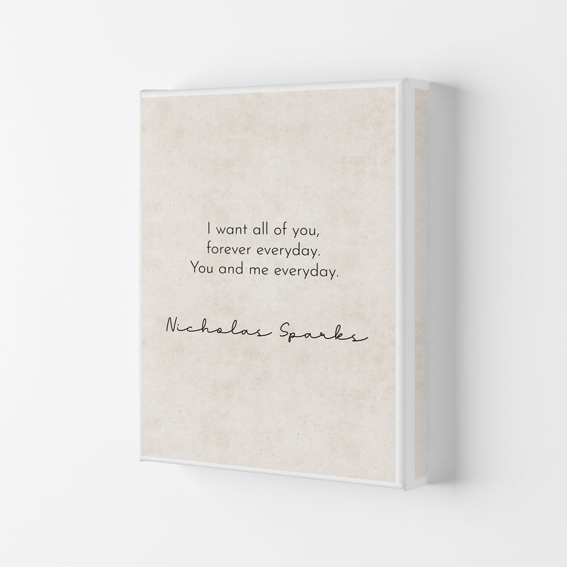 You and Me - Nicholas Sparks Art Print by Pixy Paper Canvas