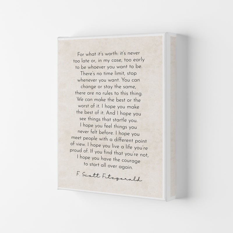 It's Never Too Late - Fitzgerald Art Print by Pixy Paper Canvas