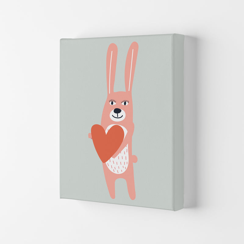 Bunny with heart Neutral kids Art Print by Pixy Paper Canvas